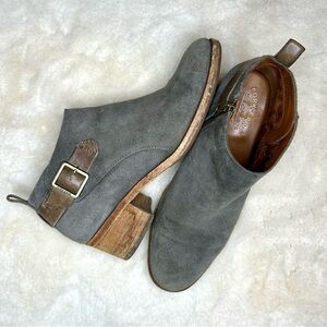Kork-Ease Mesa Grey Suede & Leather Buckle Ankle Boots 8.5